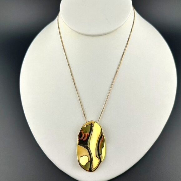 Alexis Bittar Gold Plated Wavy Pendant Statement Necklace